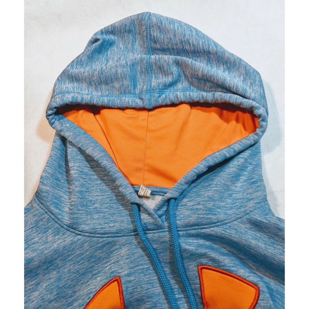 Under Armour Womens Blue & Orange Coldgear Fleece Pullover Hoodie Sporty NO SIZE - Picture 10 of 14